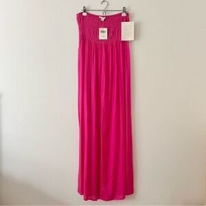 Boston Proper Pink Strapless Sequin Ruched Maxi Dress NWT